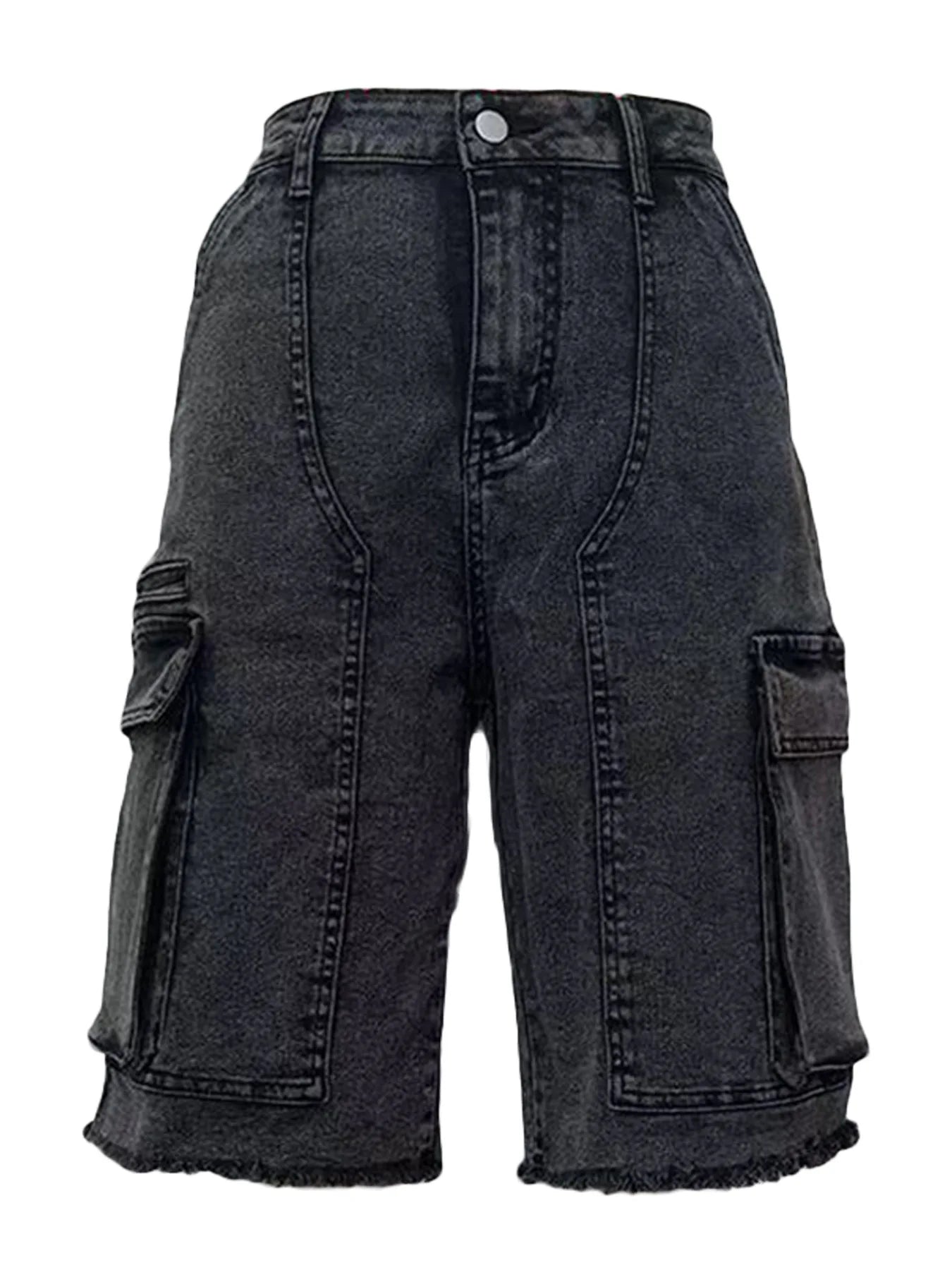HLJ&GG Y2K Hot Girl Fashion Pattern Print Two Piece Sets Women O Neck Sleeveless Top And Denim Cargo Shorts Outfits Streetwear