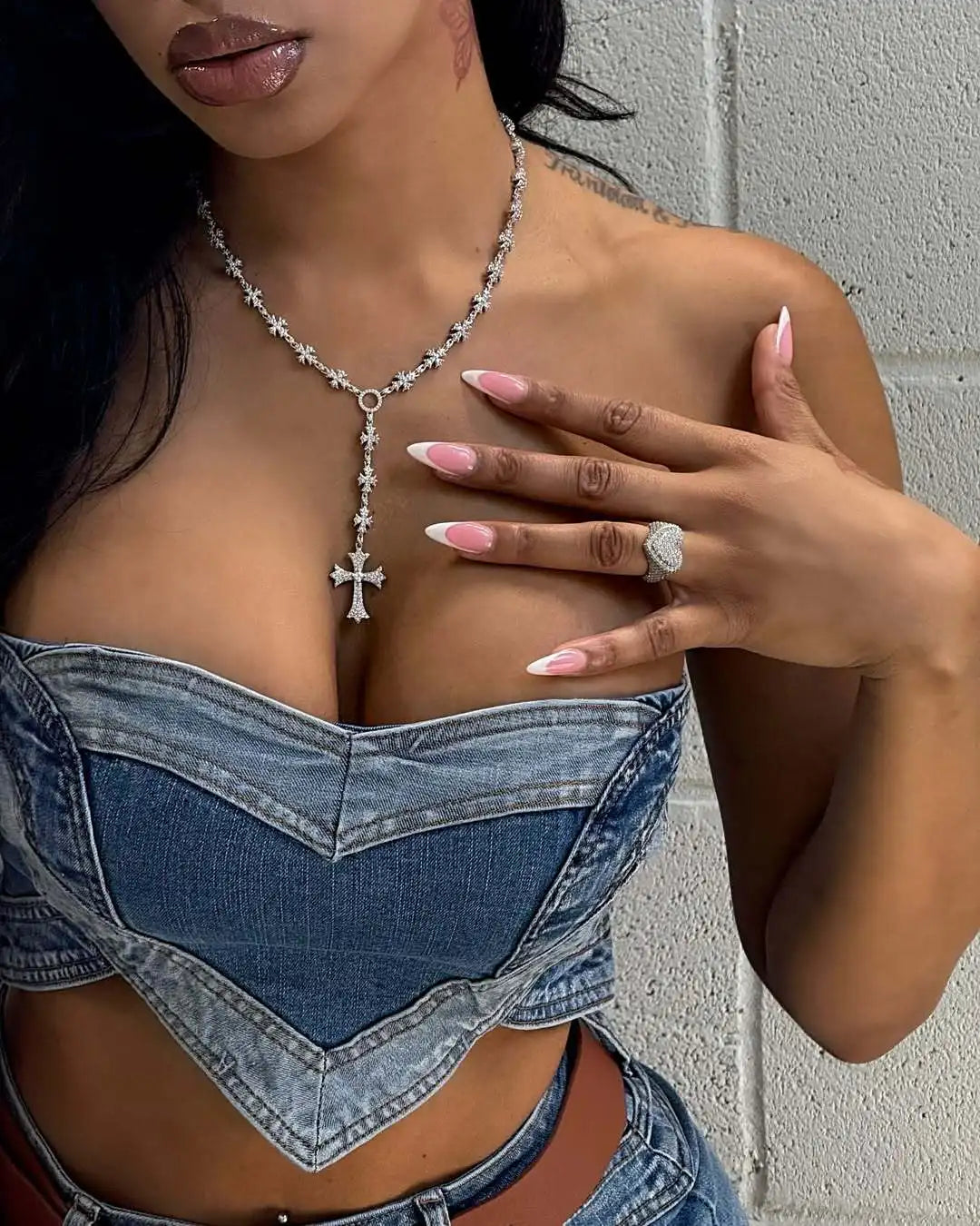 Denim Short Sets Women Strapless Tops Sexy Two Piece Set Y2k Streetwear High Street Jeans Shorts Lady Slim Fit Sleeveless Summer