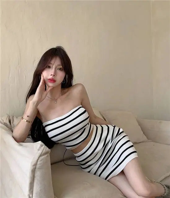 Female Outfits Mini Elegant Casual Formal Occasion Promotion Festival Short Summer Fashion 2025 Sexy Women's Two Skirt Piece Set