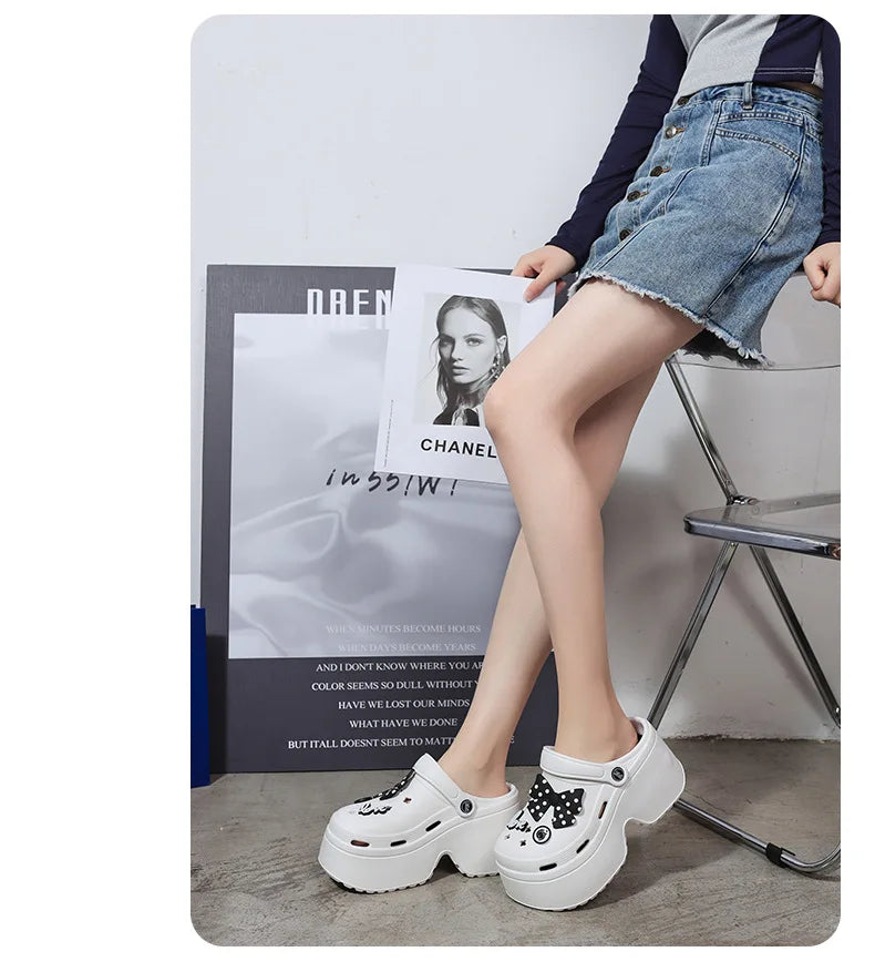 Women Chunky Platform Sandals New Summer Soft Thick Sole Diy Clogs Garden Shoes Woman Closed Toe Non-Slip Beach Slides Sandals