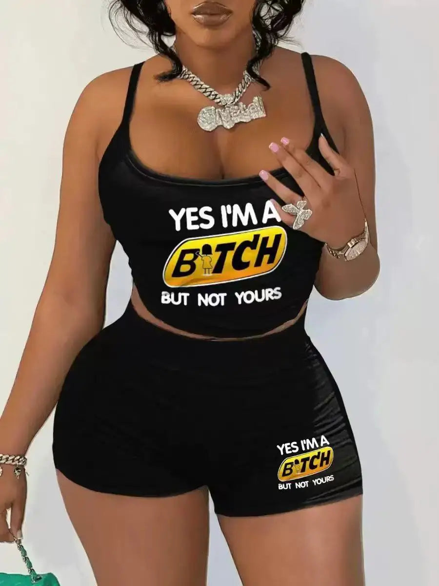 Sexy Spaghetti Strap Crop Tops And Short 2 Piece Sets Woman Outfit 2025 Summer Sexy Sport Casual Two Piece Set Women Short Sets