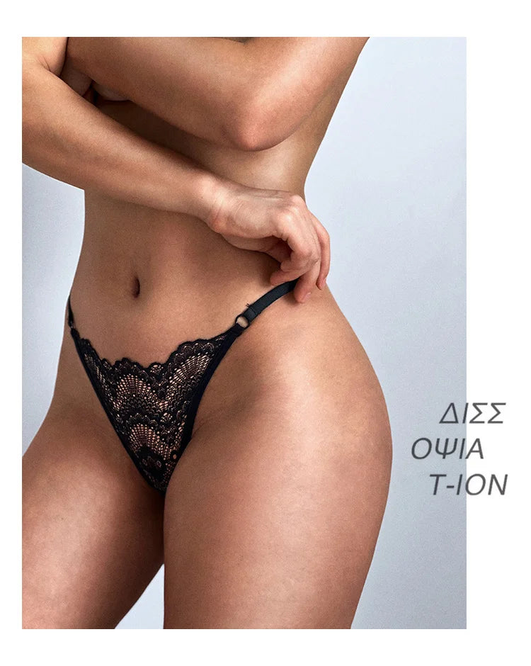 SP&CITY Low Waist Thin Transparent Thongs Lace Women's Underpants Sexy See Through Panties Erotic Hollow Out Seamless Briefs