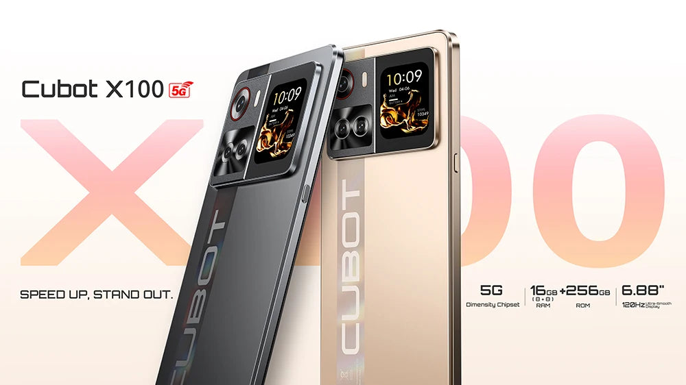 Cubot X100 16GB(8+8) RAM+256GB ROM 64MP Camera 5100mAh Android 15 Dimensity 7025 5G Smartphone 6.88" 120Hz 33W NFC Mobile Phone