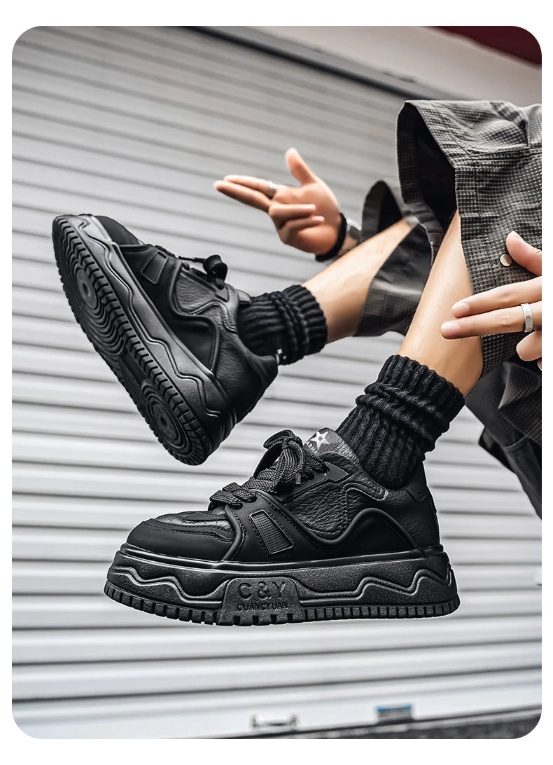 Fashionable Durable Men's Sneakers Casual Sport Shoes Trendy Stream Trudging Shoes Wear-resistant Cotton Ultra-soft Leather