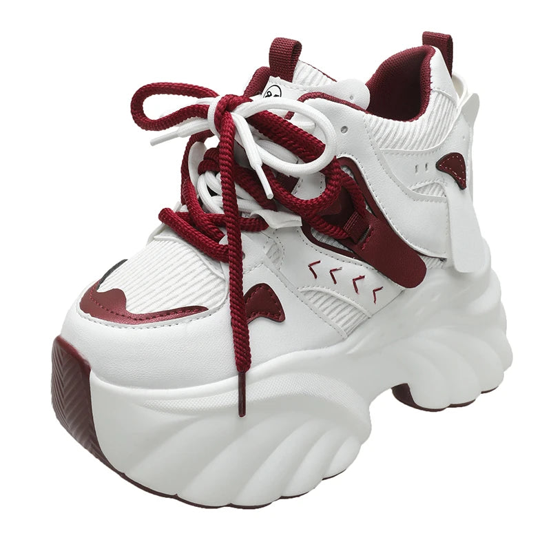 NEW Women Chunky Sneakers Internal 11CM High Platform Breathable Mesh Shoes Ladies Wedges Casual Shoes For Woman Sports Dad Shoe