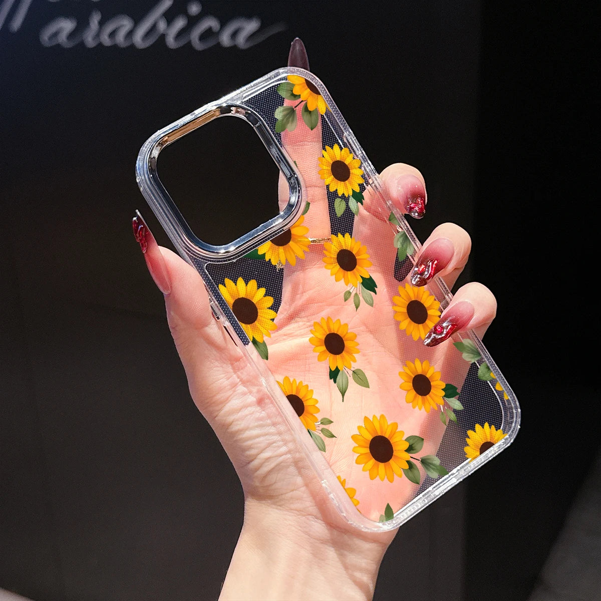 Sunflower Pattern Phone Case For iPhone 17 16e 16 15 14 13 12 11 mini Pro Max X XR XSMAX 8 7 Air Plus Transparent Soft Cover