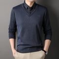 New Autumn Men's Polo Collar Shirts Fashion Knitting Pullovers Striped Thick Polo Shirts Slim Fit Korean Mens Top Clothes