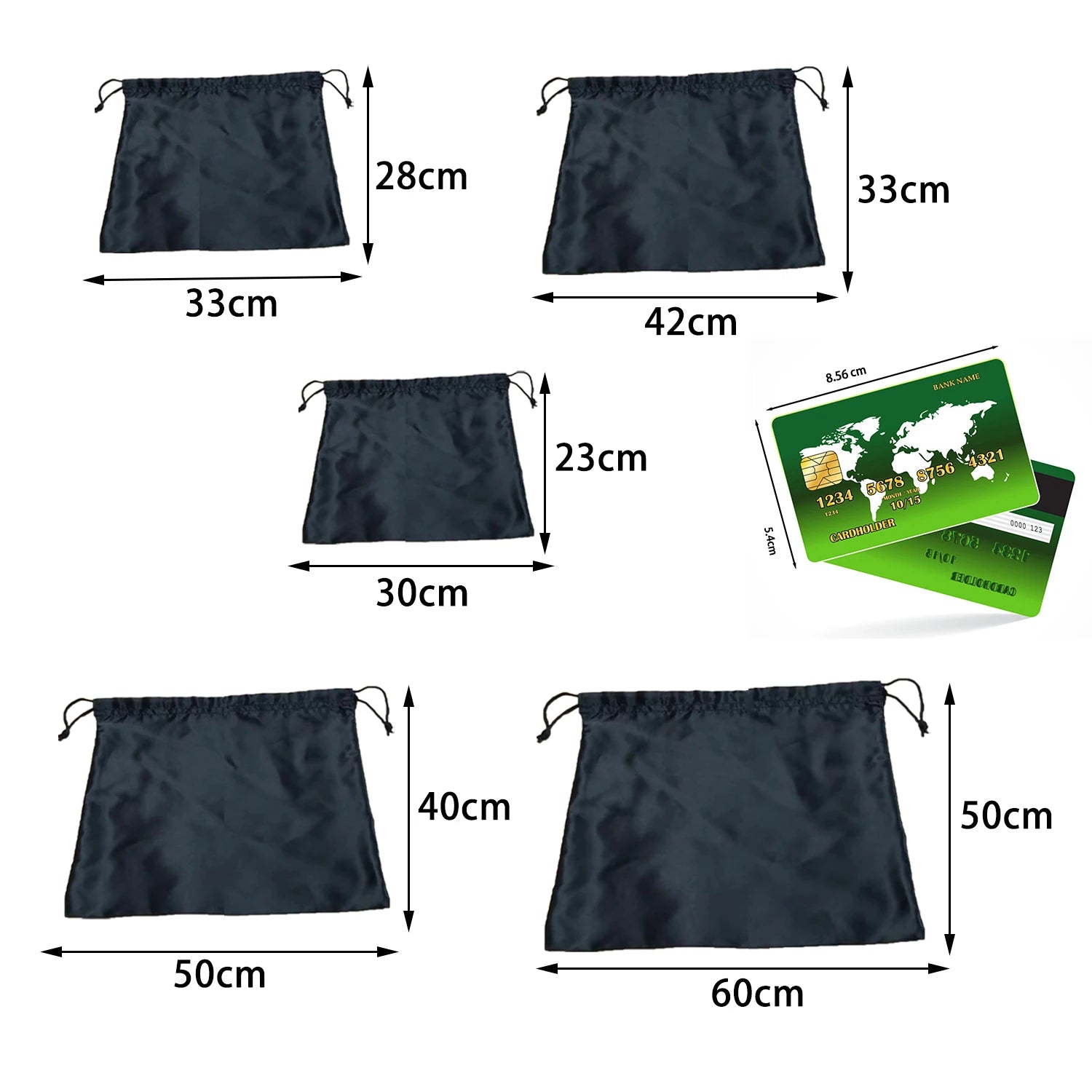 Black High Quality Smooth Storage Bag Dust Bag Bundle Drawstring Bag Environmental Protection Storage Bag Silk Satin Cloth