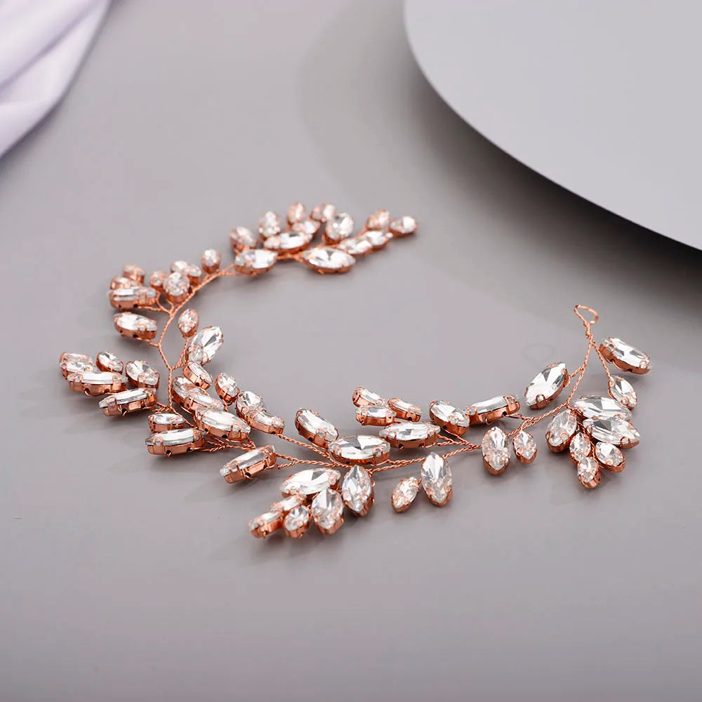 Gold Wedding Head Jewelry Red Bridesmaid Headpieces Blue Handmade Rhinestone Headband Bridal Hair Accessories Tiaras For Women
