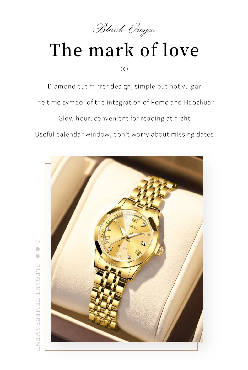 OLEVS 9931 Watch For Men Women Roman Scale Quartz Couple Watch Rhombus Mirror Auto Date Wristwatch Luxury Waterproof Hand Clock