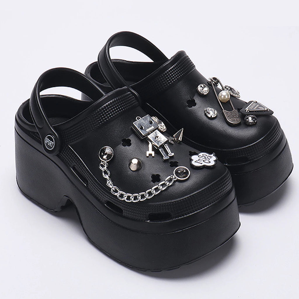 Women Chunky Platform Sandals 2024 Summer Soft Thick Sole Diy Clogs Garden Shoes Woman Closed Toe Non-Slip Beach Slides Sandals