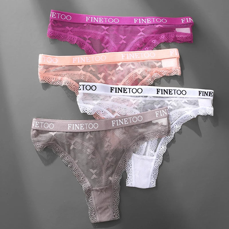 Sexy Lace Women's Thong FINETOO Perspective Thongs Women Panties Low Waist T-Back Female Underpants Soft Breathable Lingerie
