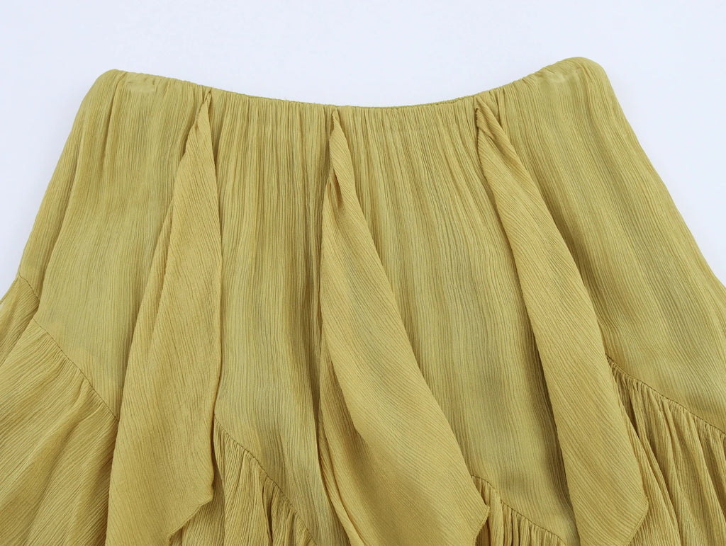 Irregular Ruffles Cake Skirt Pleated Cake Womens Skirt High Waist Faldas Mujer Japan Style Eleganr Skirts Spring Summer 2025