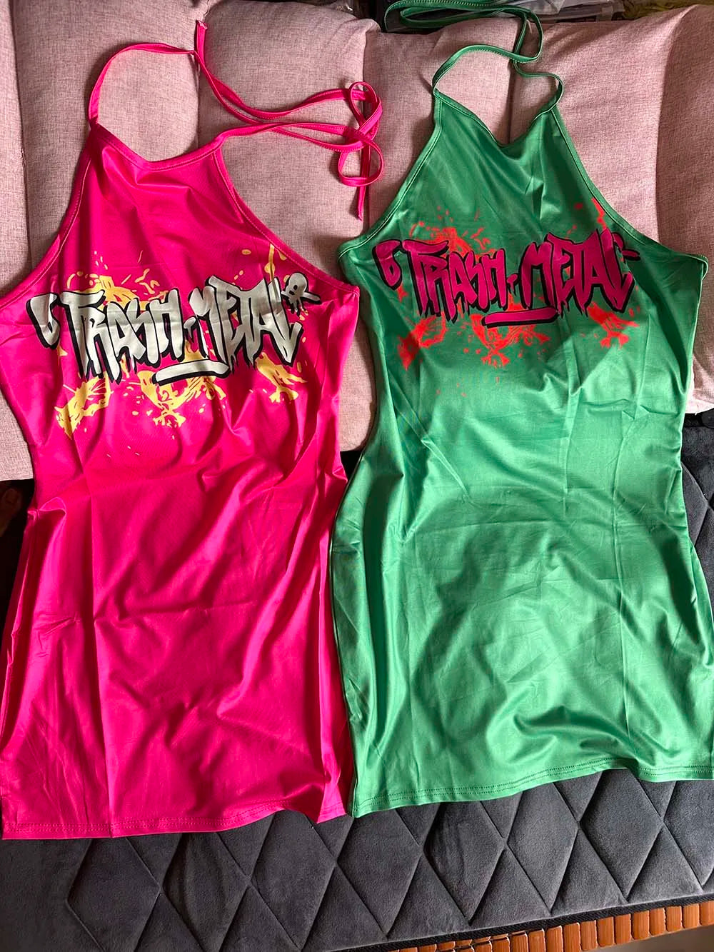 Sexy Pink Dress Y2K Streetwear Graphic Shirt Mini Fashion Elegant Dresses 2023 Women Summer Clothes Cute Club Party Halter Dress