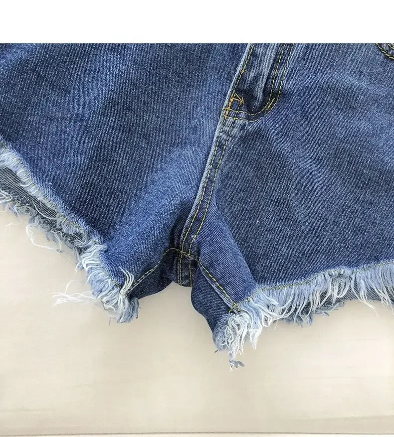 2026 New Summer Women High Wiast Raw Hem Denim Shorts Soild White Black Blue Korean Wide Leg Pants Mon Shorts  Jean Shorts