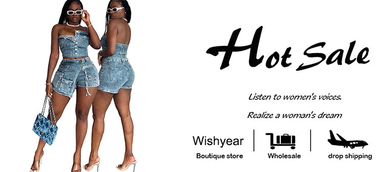 Fashion Pocket Irregular Shorts and Tube Tops 2 Two Piece Sets Denim Stretch Women Summer Birthday Club Outfit Female Streetwear