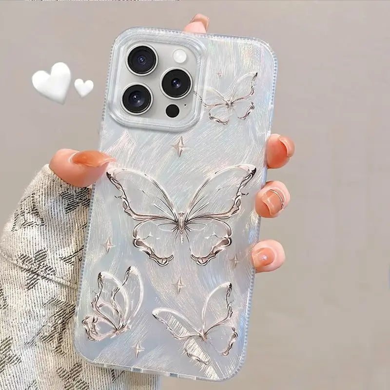 Luxury Big Butterflys Pattern Cover Phone Case For iPhone 16 15 14 13 12 11 Pro Max 16E XS X XR 7 8 Plus SE2