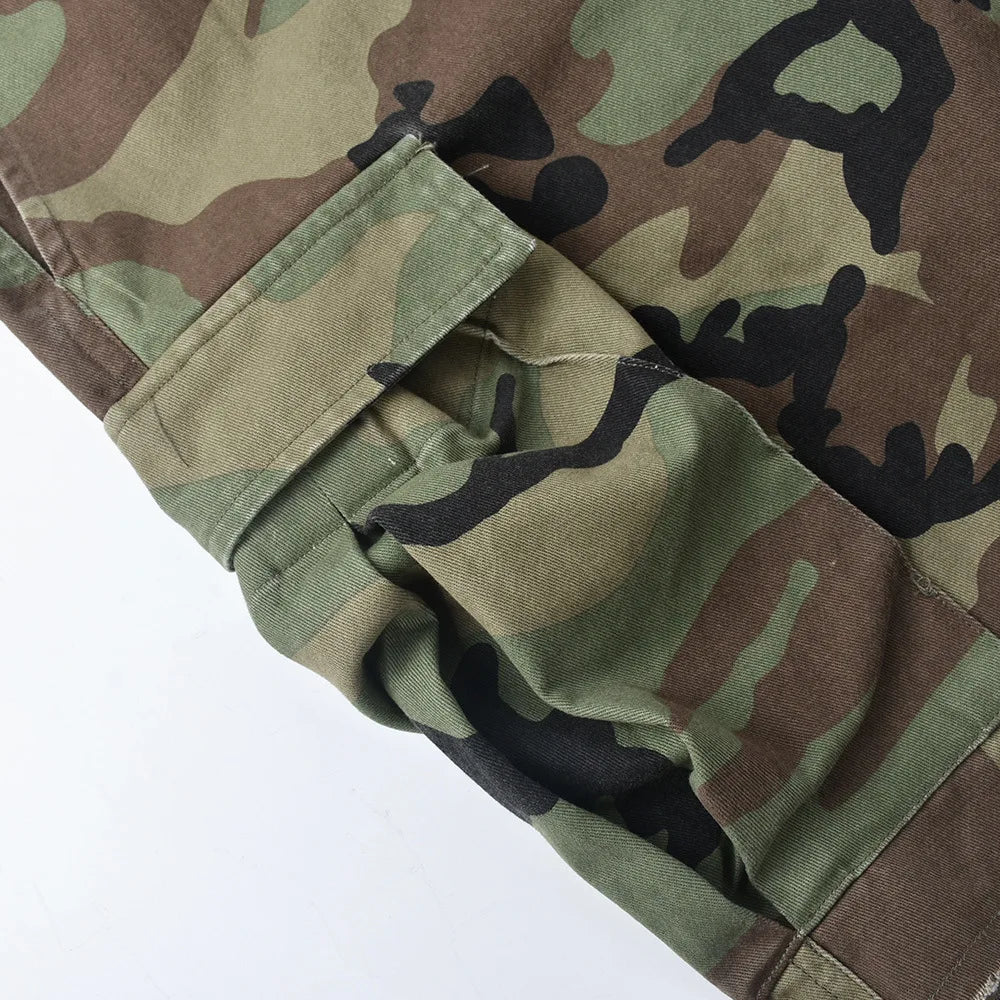 Women Camouflage Shorts Pants Cargo Trousers Knee Lenth Mid Waist Zipper Straight Loose Fit Y2k Streetwear Casual 2026 Summer