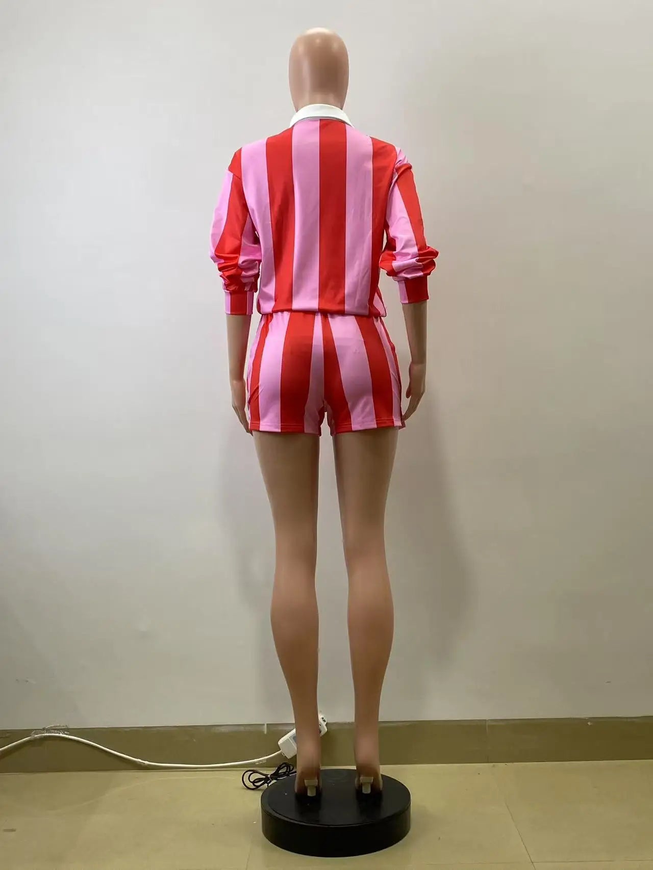 Shorts Pant Set Women Two Piece Sets Short Sleeve Matching Sets Striped Top High Waist Pants Suit Casual Y2k Streetwear Jogger