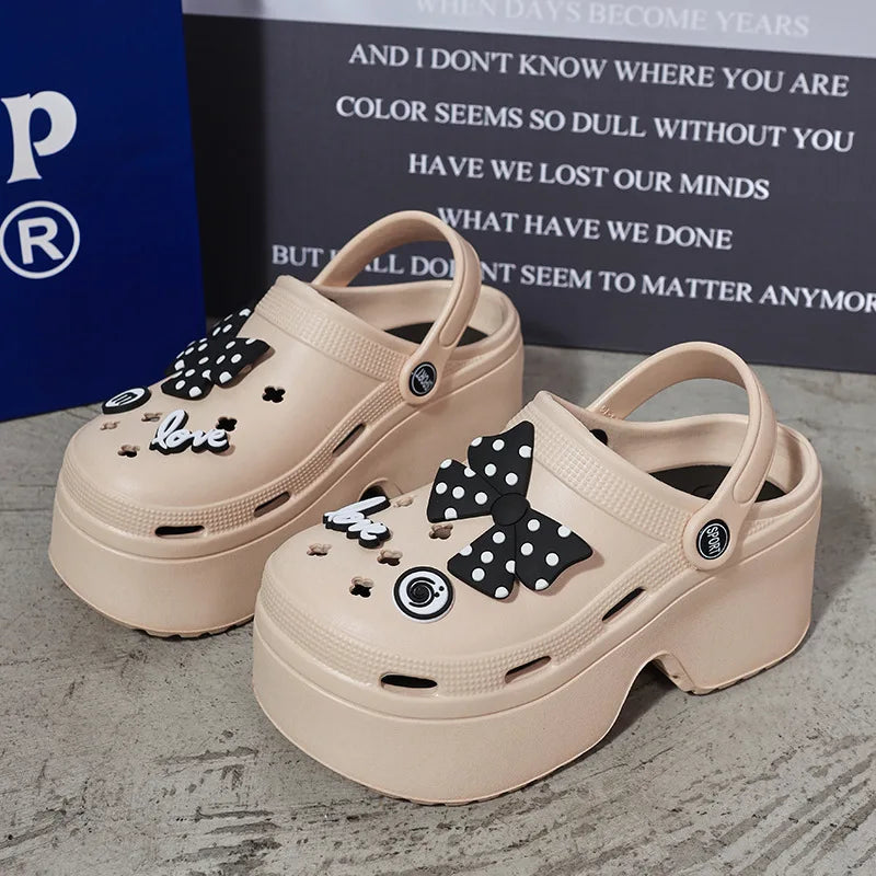 Women Chunky Platform Sandals New Summer Soft Thick Sole Diy Clogs Garden Shoes Woman Closed Toe Non-Slip Beach Slides Sandals