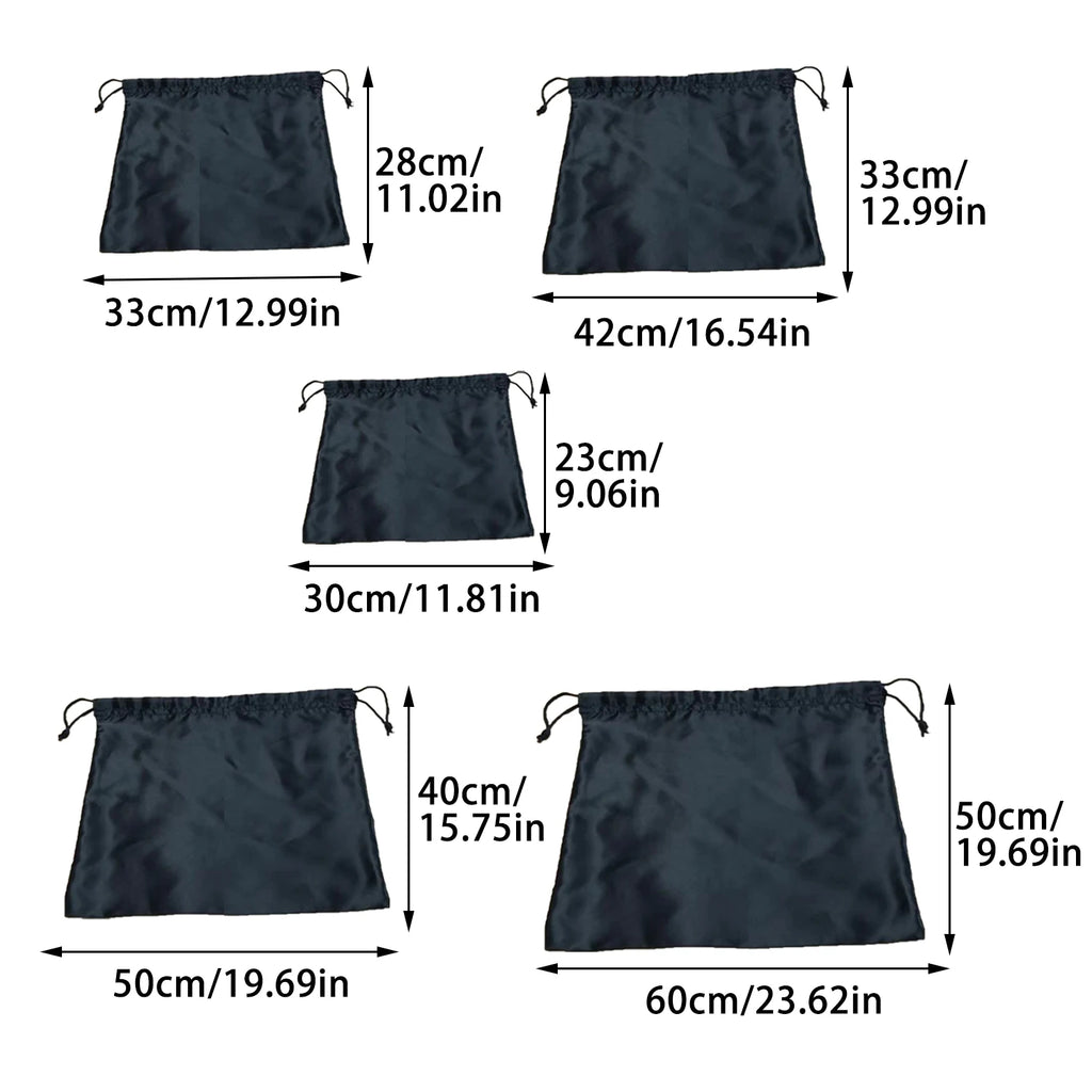 Black High Quality Smooth Storage Bag Dust Bag Bundle Drawstring Bag Environmental Protection Storage Bag Silk Satin Cloth