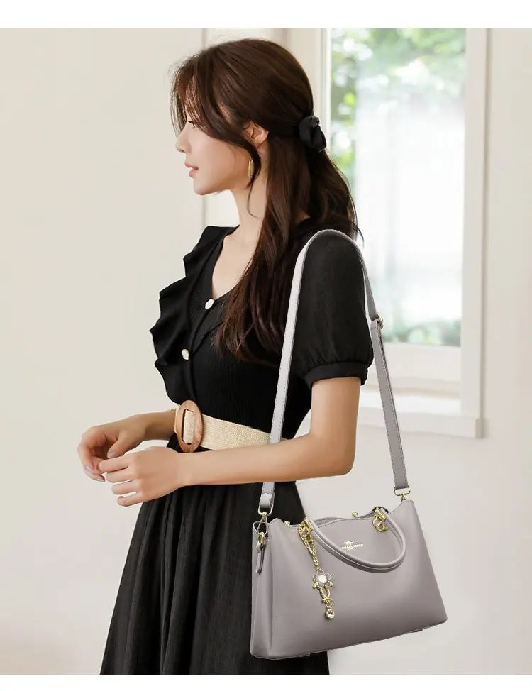 Unique Solid Color Retro Diaper Bag Luxury Crossbody Handbag For Women Chic Leather Shoulder Tote Purse