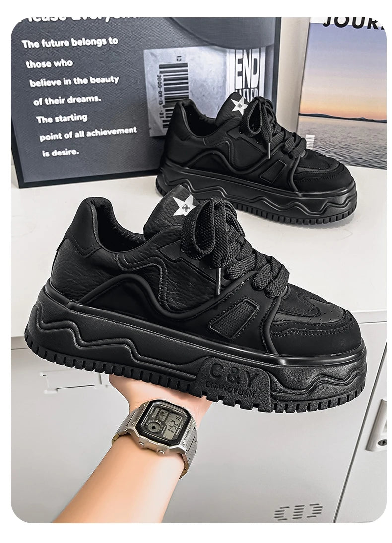 Fashionable Durable Men's Sneakers Casual Sport Shoes Trendy Stream Trudging Shoes Wear-resistant Cotton Ultra-soft Leather