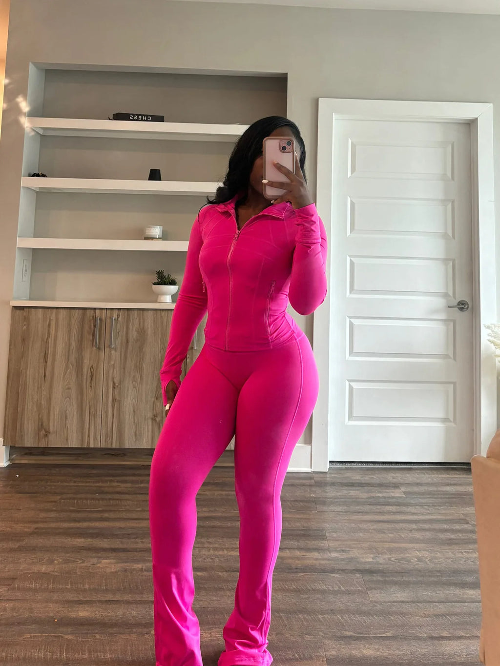 Women 2 Two Piece Outfits Casual Sports Workout Sets Bodycon Tracksuit Long Sleeve Zip Up Jacket Jogger Matching Sweat Pants Set