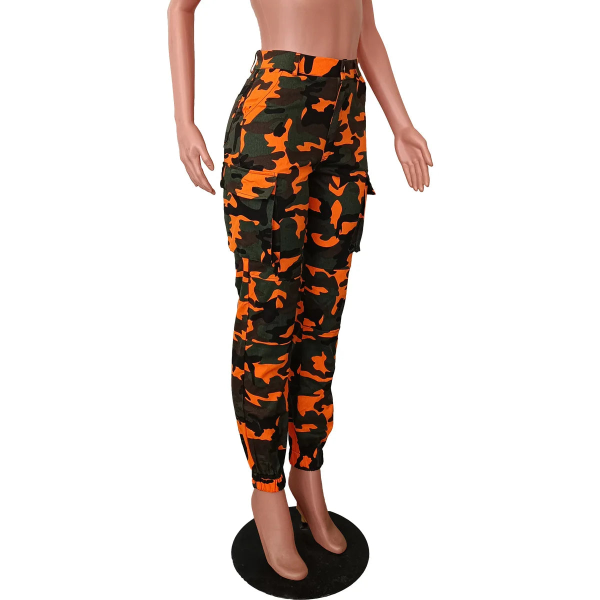 CM.YAYA Women’s Camouflage Printed Slim Cargo Pants 2024 Spring/Summer Pocket Jogger Street Fashion Safari Trousers