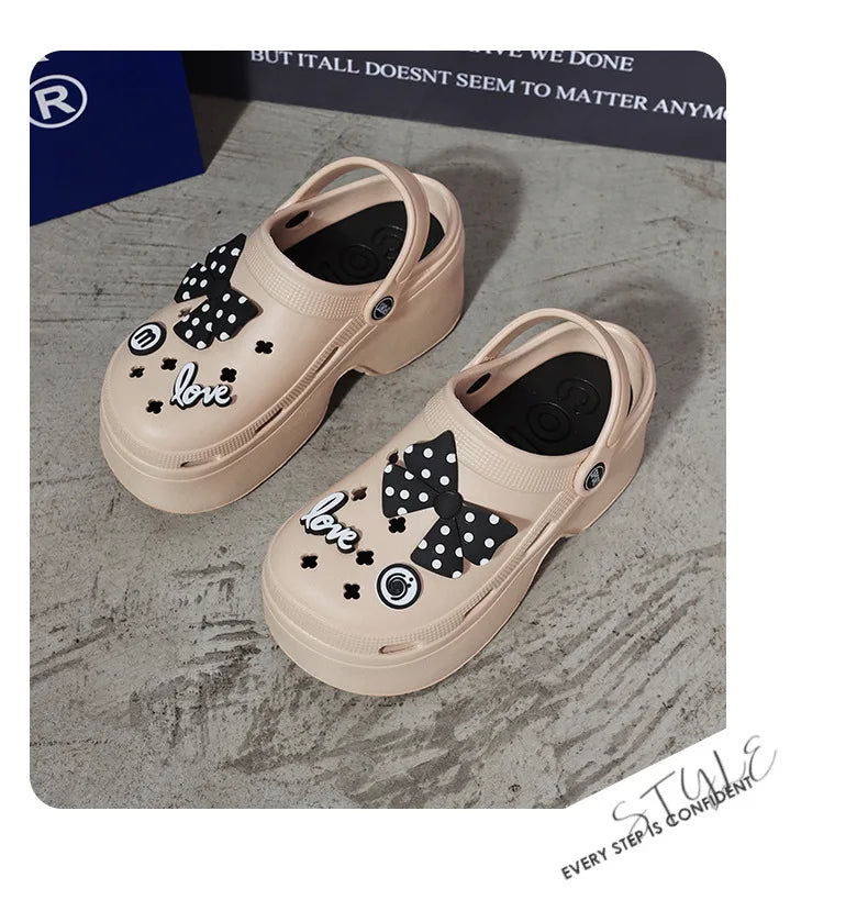 Women Chunky Platform Sandals New Summer Soft Thick Sole Diy Clogs Garden Shoes Woman Closed Toe Non-Slip Beach Slides Sandals