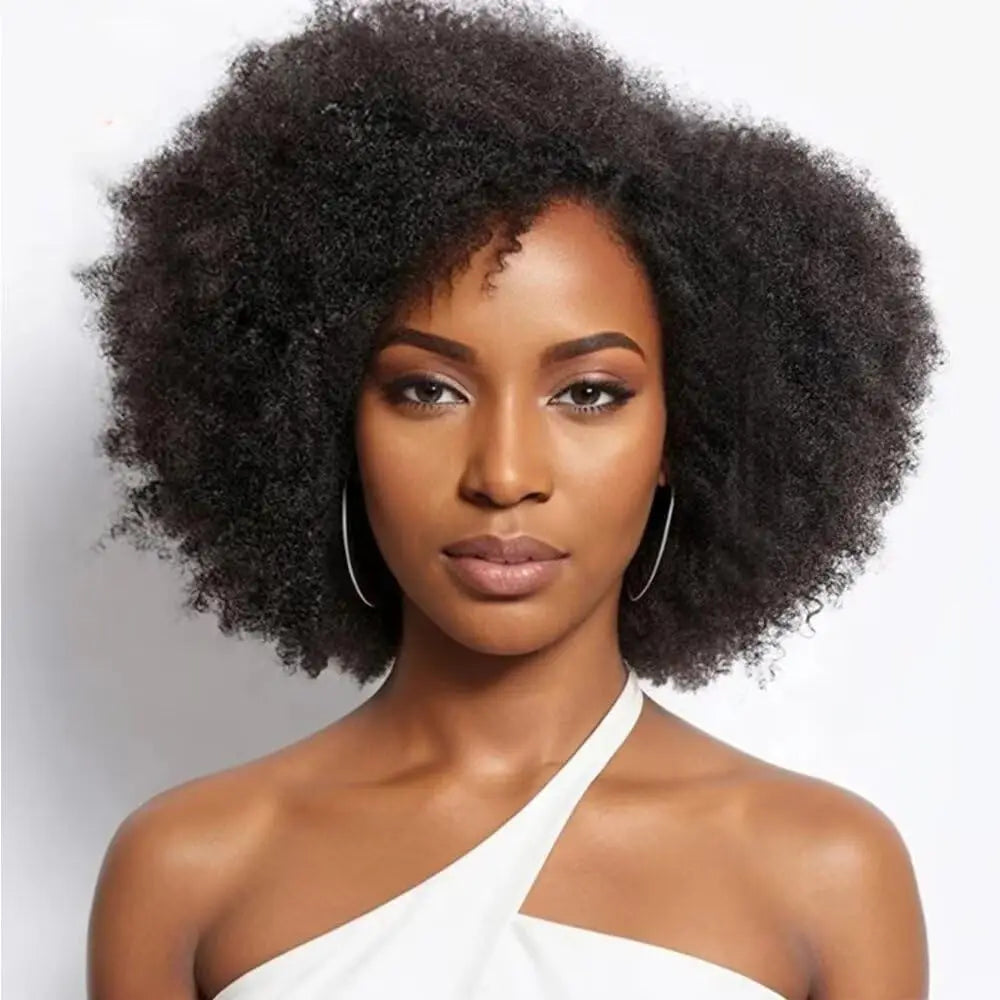 Afro Kinky Curly 13x4x2 T Part Lace Wigs Short Bob Wig 250 Density Human Hair Wigs Short Curly Afro Wigs for Woman