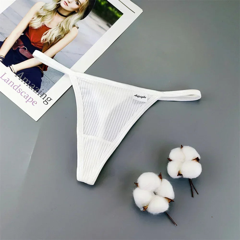 3PCS Strappy Cotton T Back Women Plus Size Thongs Sexy Lingerie S M L XL Ladies G-strings Low Waist Bikini Brief Underwear