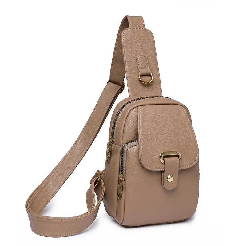 Women Bag Chest Bags Soft PU Leather New Trend Bags Female Crossbody Bag Shoulder Messenger Bags Multiple Pockets Pack Designer