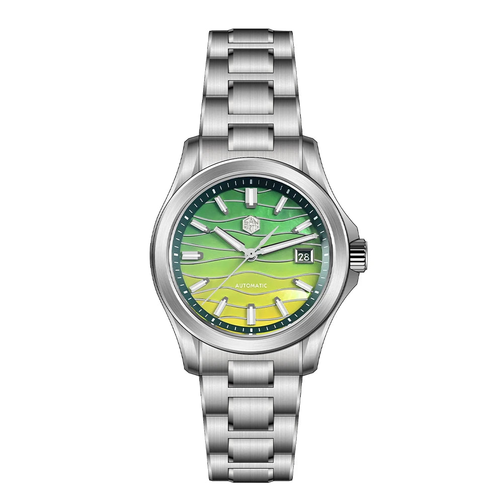 San Martin 39mm Miyota 9015 Splicing MOP Dial Men Automatic Watch 3H Date BGW-X1 Luminous Sapphire 10Bar Waterproof SN0150
