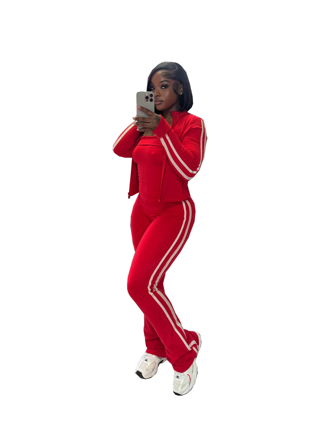 CM.YAYA Women's Set Long Sleeve Cargidan +strapless and Striped Pants Suit Three 3 Piece Set 2025 Street Active Outfit Tracksuit