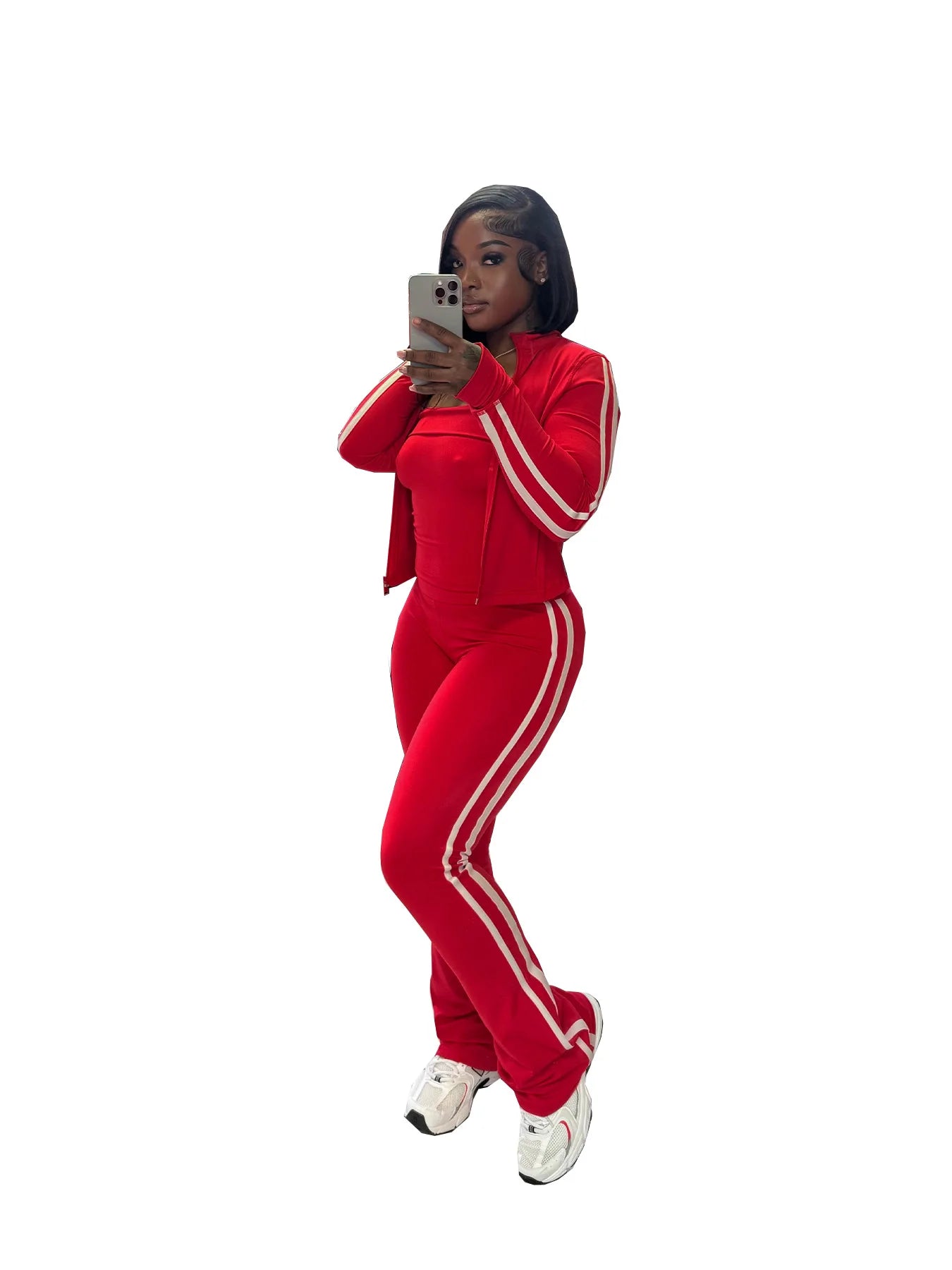 CM.YAYA Women's Set Long Sleeve Cargidan +strapless and Striped Pants Suit Three 3 Piece Set 2025 Street Active Outfit Tracksuit