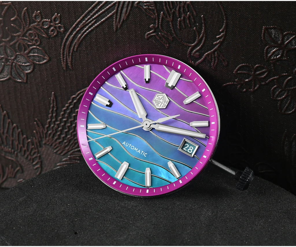San Martin 39mm Miyota 9015 Splicing MOP Dial Men Automatic Watch 3H Date BGW-X1 Luminous Sapphire 10Bar Waterproof SN0150