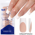 120Pcs Glossy Pink French Press On Nails 12-Sizes Long Square Fake Nails White Edge Design Full Cover False French Nails Tips t