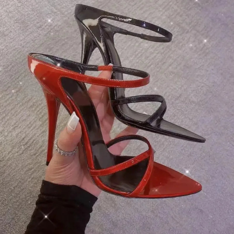 Super high heel non-tiring feet high heels women's summer new sexy pointed toe open-toe one-strap non-slip stiletto sandals
