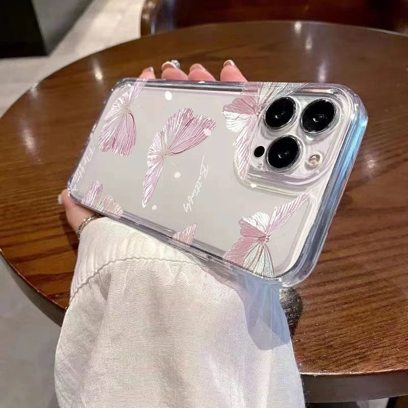 Butterfly Pattern Phone Case For iPhone 17 Cases iPhone 16 Pro Max 15 Plus 14 13 12 11 7 8 17E 16E XS XR X Transparent TPU Cover