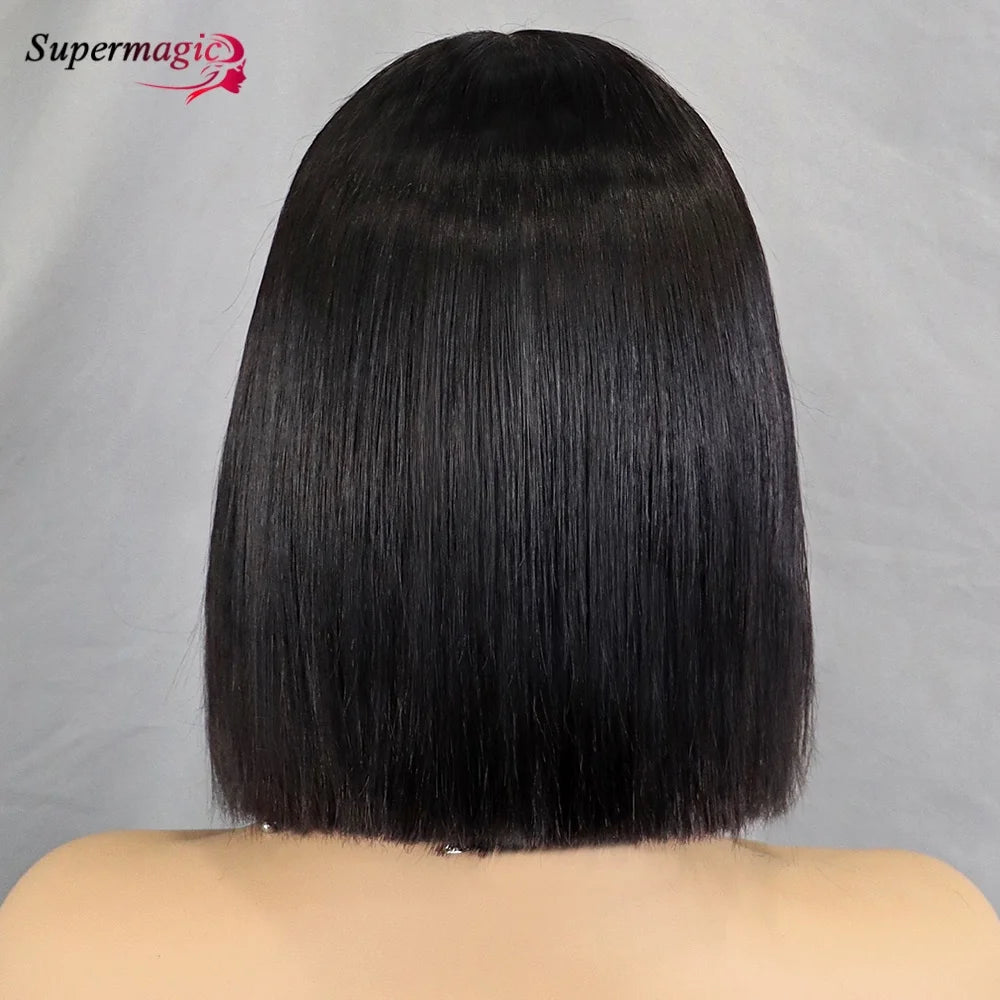 Double Drawn 2x6 HD Glueless Bone Straight Bob Wigs Raw Vietnamese Virgin Human Hair Short Chocolate Brown Bob Wigs for Women