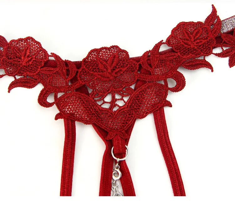 Women Sexy Jewelry Seductive Erotic Thong G-string Perspective Hollowed Out Embroidery Sexy Underwear Girlfriends Gifts