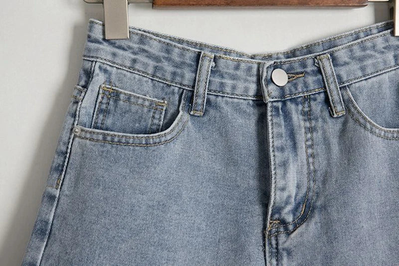 Hole Denim Shorts Women Korean Fashion High Waist Short Jeans Female Summer Slim Streetwear Irregular Wide Leg Shorts Ladies New