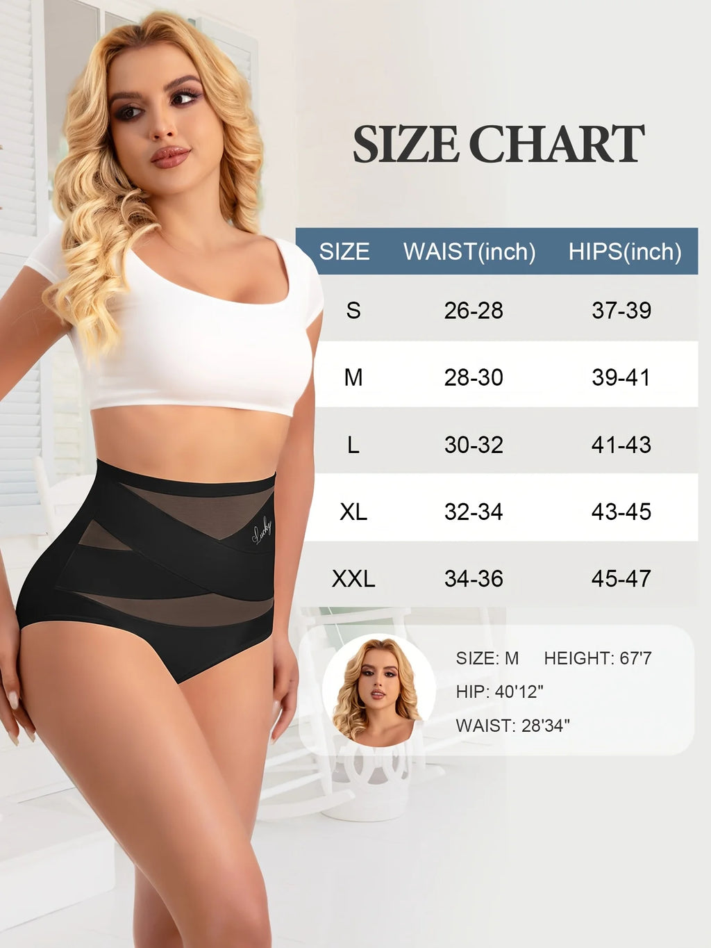 4-Pack High-Waisted Tummy Control Women'S Briefs, Breathable Mesh, Crossed Compression Fiber, Seamless Shaping Underwear,