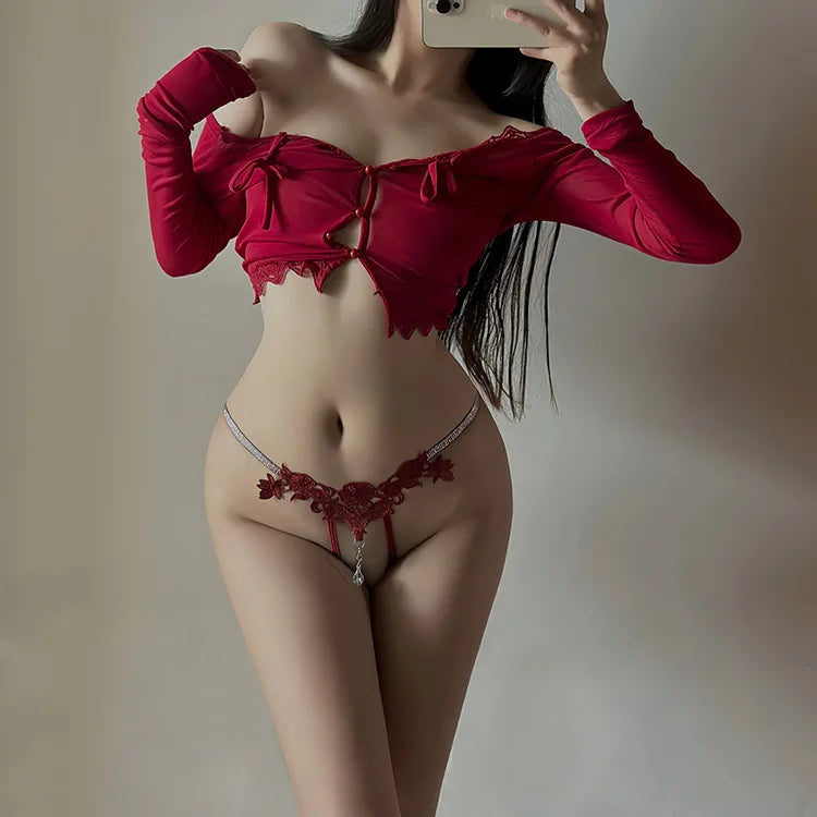 Women Sexy Jewelry Seductive Erotic Thong G-string Perspective Hollowed Out Embroidery Sexy Underwear Girlfriends Gifts