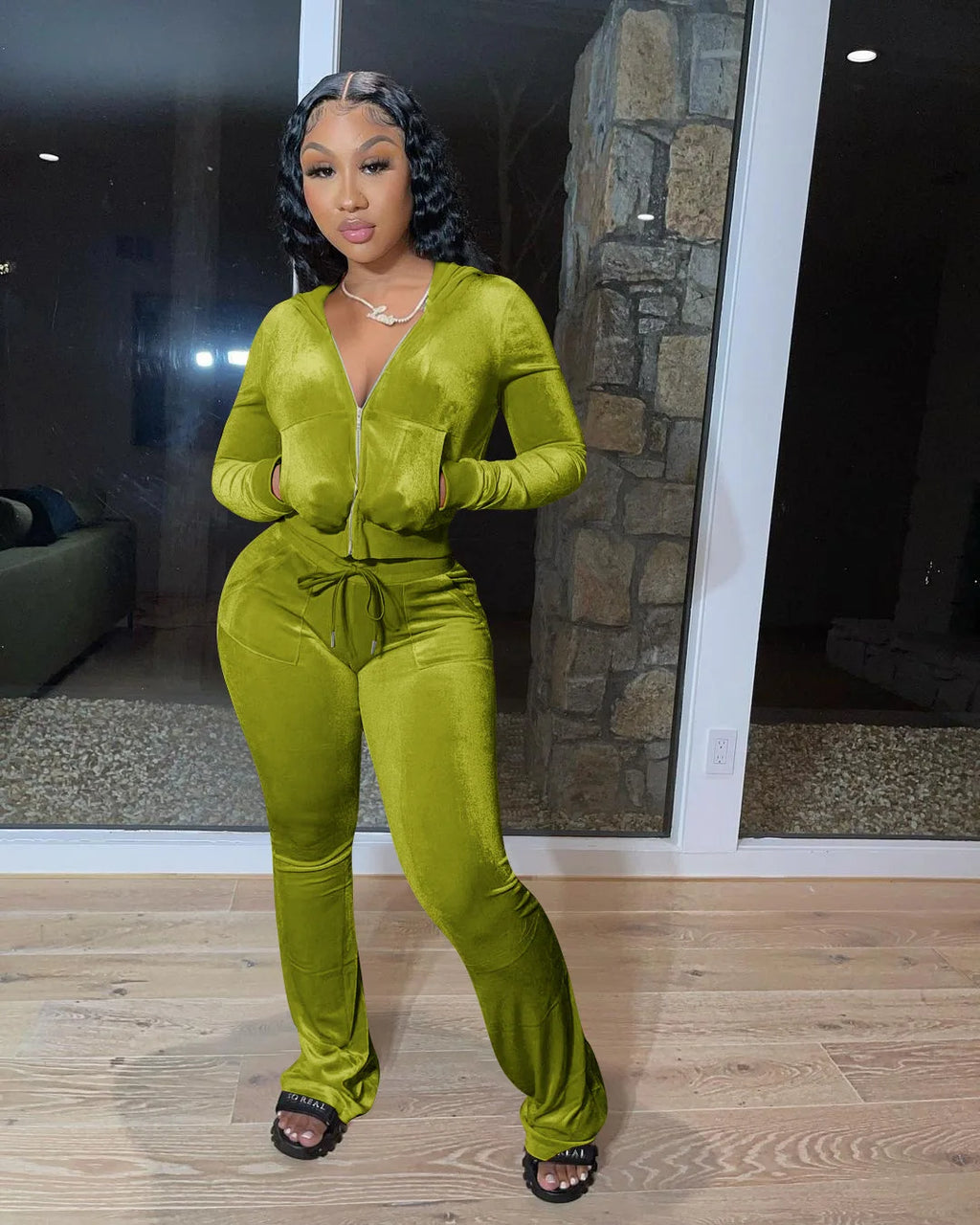 Fashion Sexy Slim 2 Piece Set For Women Casual Solid Hooded Zip Tops+High Waist Pants Sets Outfits Lady Sports Women's Clothing