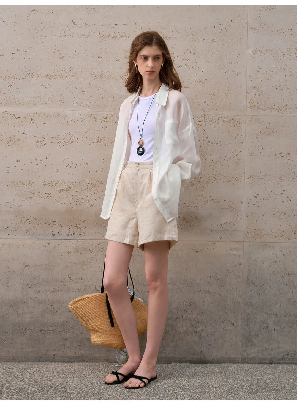 Retro 100% Linen Short Pants Women High Wasit Casual Harajuku Fashion Streetwear White Color Summer Office Lady Female Shorts