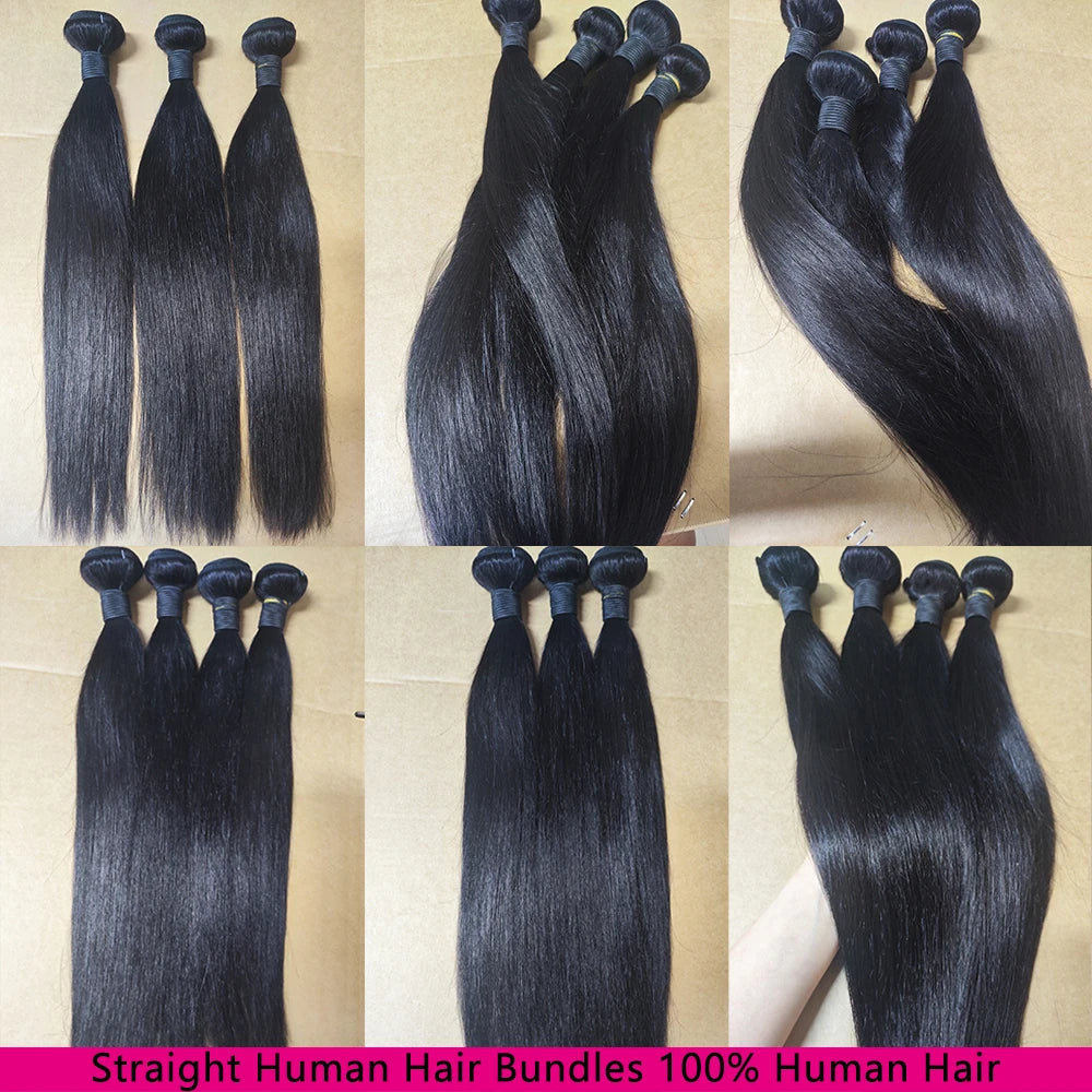 12A Straight Human Hair Bundles 32 Inch Raw Hair Bundles 1/3/4 Pcs Brazilian Human Hair Bundle 3-5 Workdays Delivery For Women
