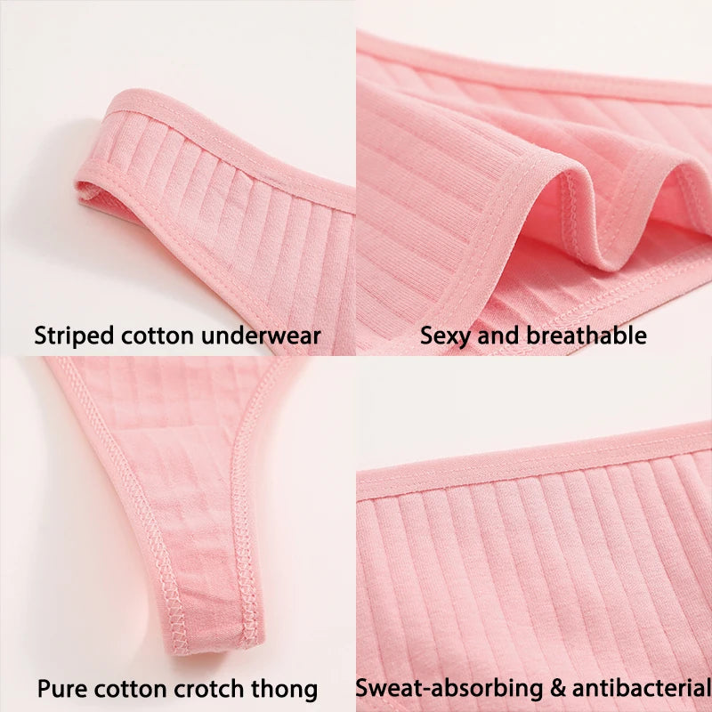 FINETOO 5PCS Sexy G-string Cotton Women Lingerie Panties Thong Female Underwear Sexy Pantys Underpant Girl Intimates Thongs S-XL