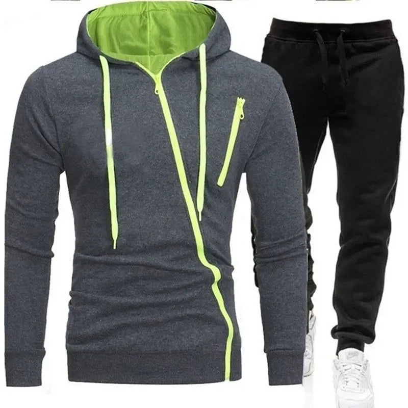 2024 Male Hoodie+Pants 2Pcs Jogging Sports Suit Casual Tracksuit Men Hooded Sweatshirt Outfit Spring Autumn Mens Sets Sportswear